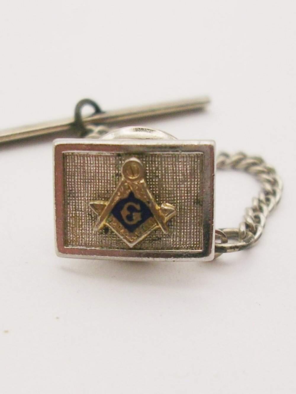Vintage Freemason Tie Tack masonic Tie Pin with Chain Grand Lodge classic Swank